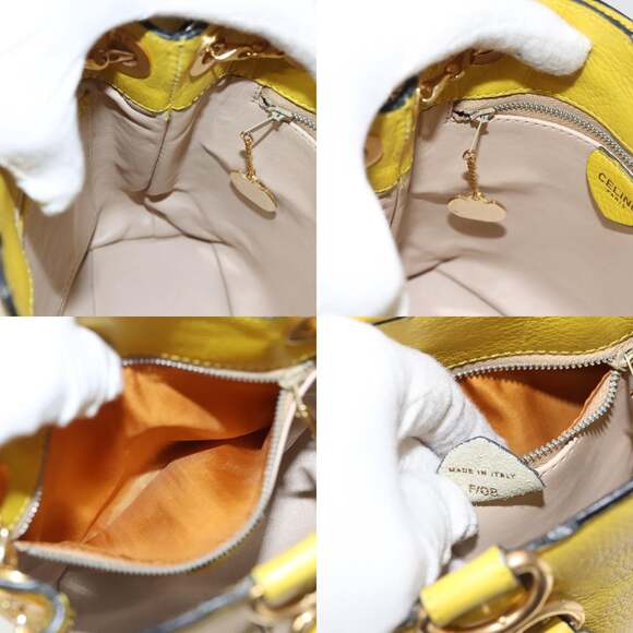CELINE Shoulder Bag Leather Yellow Gold